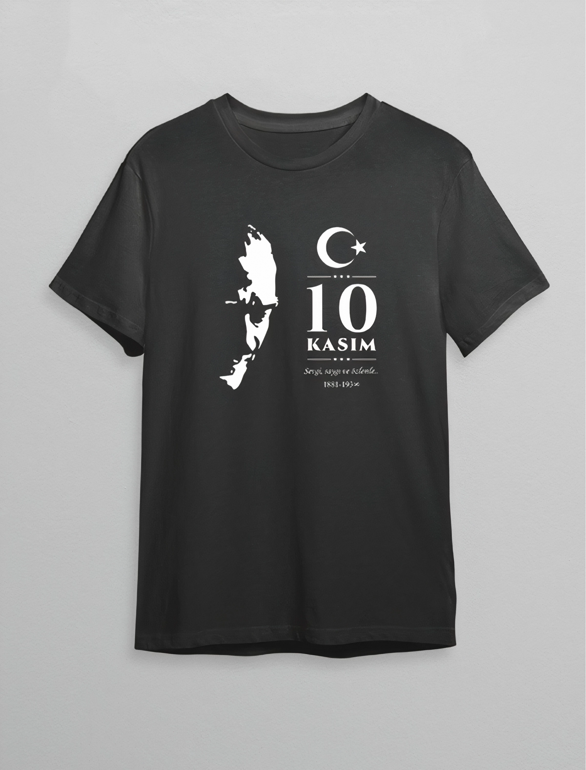 10-kasim-ataturk-baskili-t-shirt-68609645-sw2400sh3152 10 Kasım Atatürk Anma Günü Silüet Baskılı Oversize Bisiklet Yaka T-shirt - Siyah