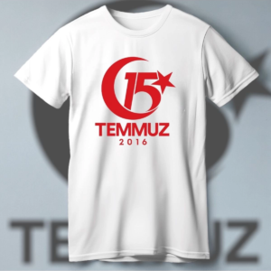 15 Temmuz Demokrasi ve Milli Birlik 2016 Anma Baskılı Bisiklet Yaka T-shirt - Beyaz