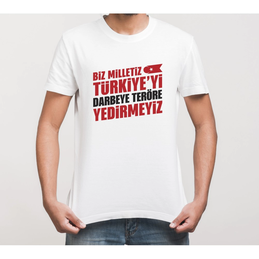 15-temmuza-ozel-tasarim-yedirmeyiz-baskili-t-shirt-beyaz-70152435-sw1000sh1000 15 Temmuz Demokrasi Milli Birlik YEDİRMEYİZ Baskılı Bisiklet Yaka T-shirt - Beyaz