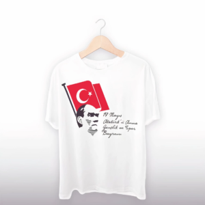 19 Mayıs Atatürk'ü Anma Gençlik ve Spor Bayramı Baskılı Oversize T-shirt - Beyaz