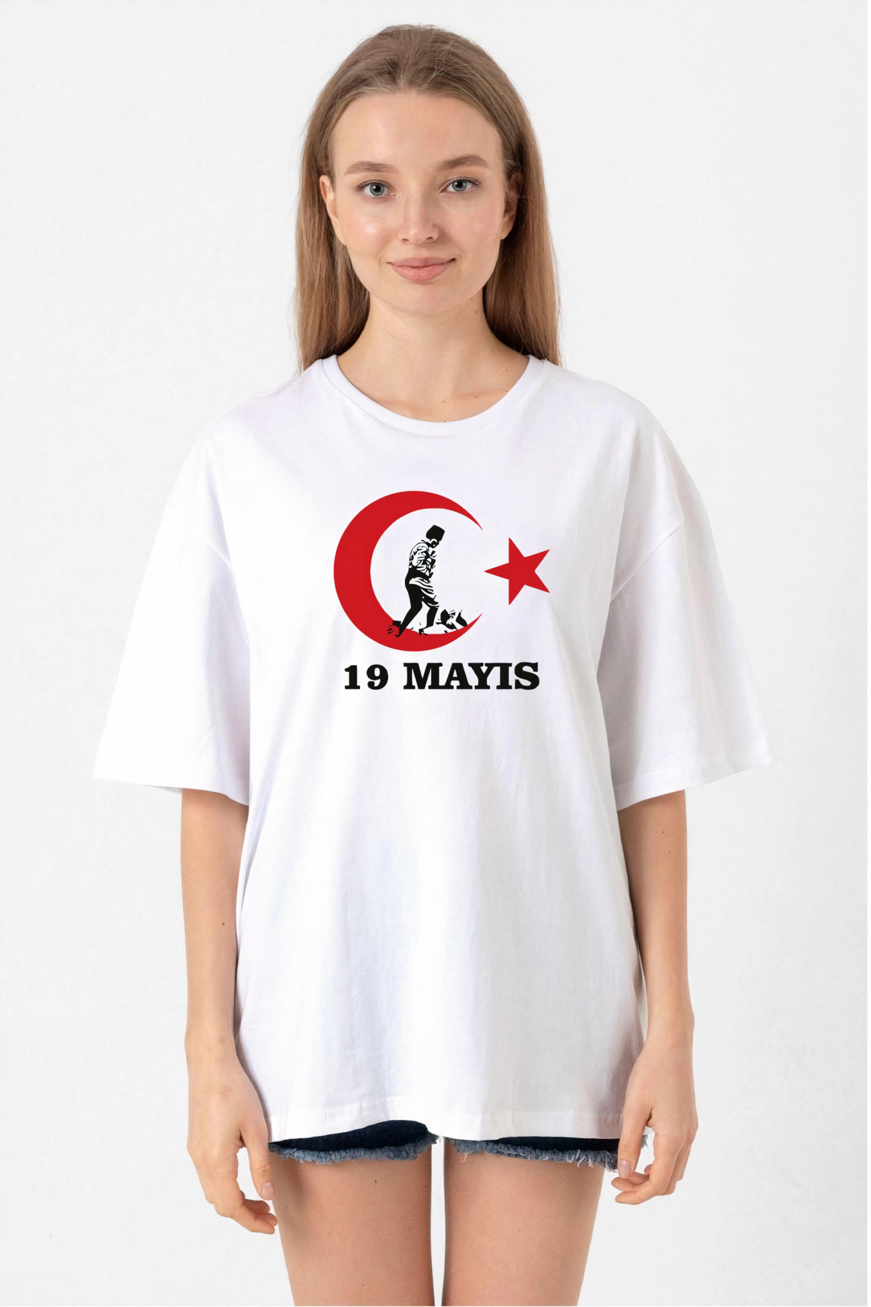 19-mayis-20-1-baskili-t-shirt-beyaz-83665462-sw2400sh3600 19 Mayıs Atatürk Gençlik Spor Bayramı Baskılı Bisiklet Yaka T-shirt - Beyaz