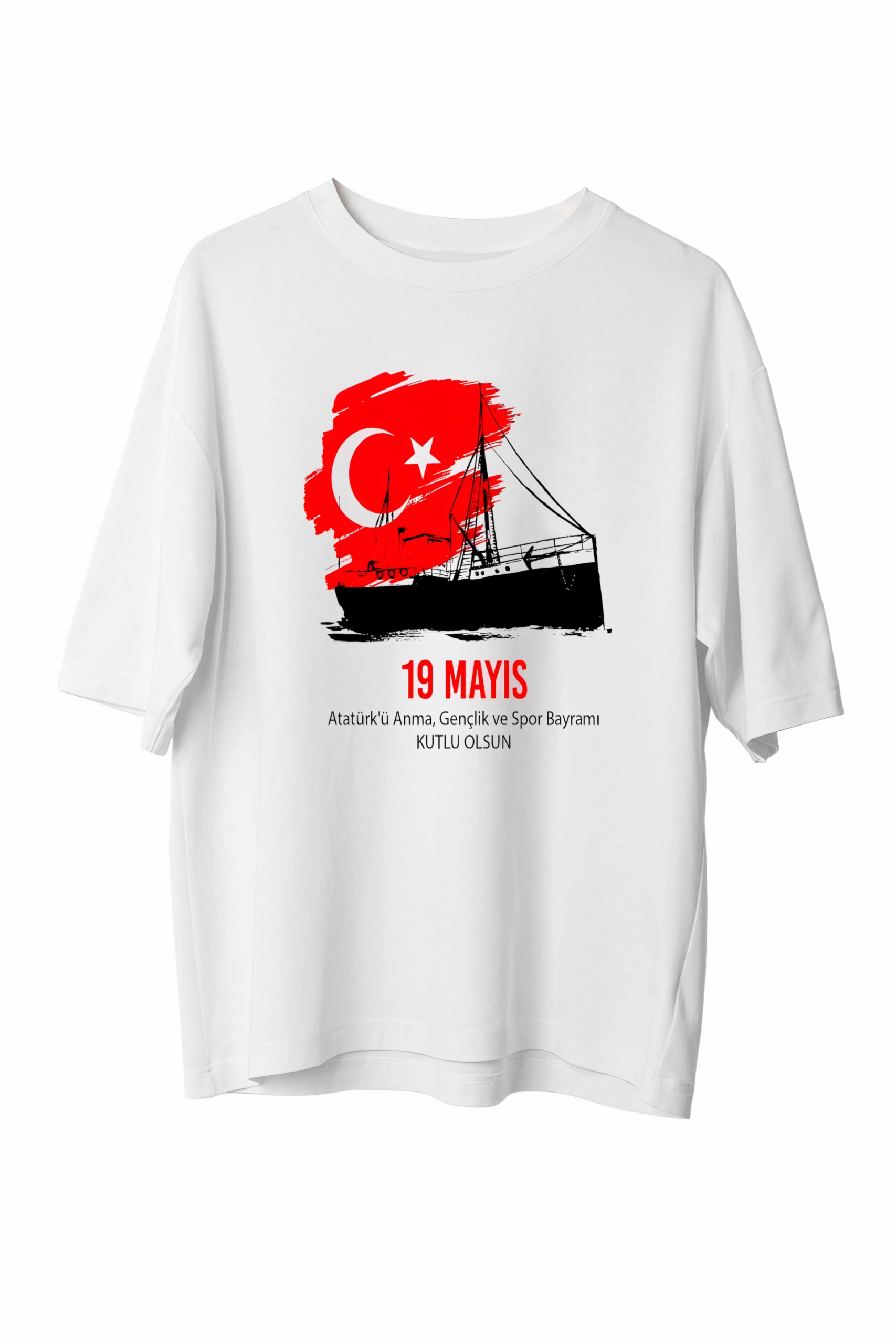 19-mayis-20-1-unisex-baskili-t-shirt-beyaz-12013863-sw2400sh3600 19 Mayıs Atatürk'ü Anma Gençlik ve Spor Bayramı Baskılı Oversize T-shirt - Beyaz