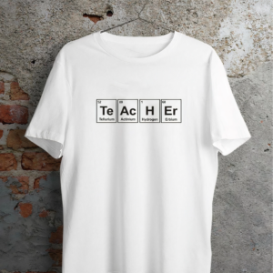 24 Kasım Kimya Öğretmeni Hediyesi Baskılı Bisiklet Yaka T-shirt - Beyaz