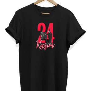 24 Kasım Öğretmenler Günü Öğretmen Hediyesi Baskılı Oversize T-shirt - Siyah