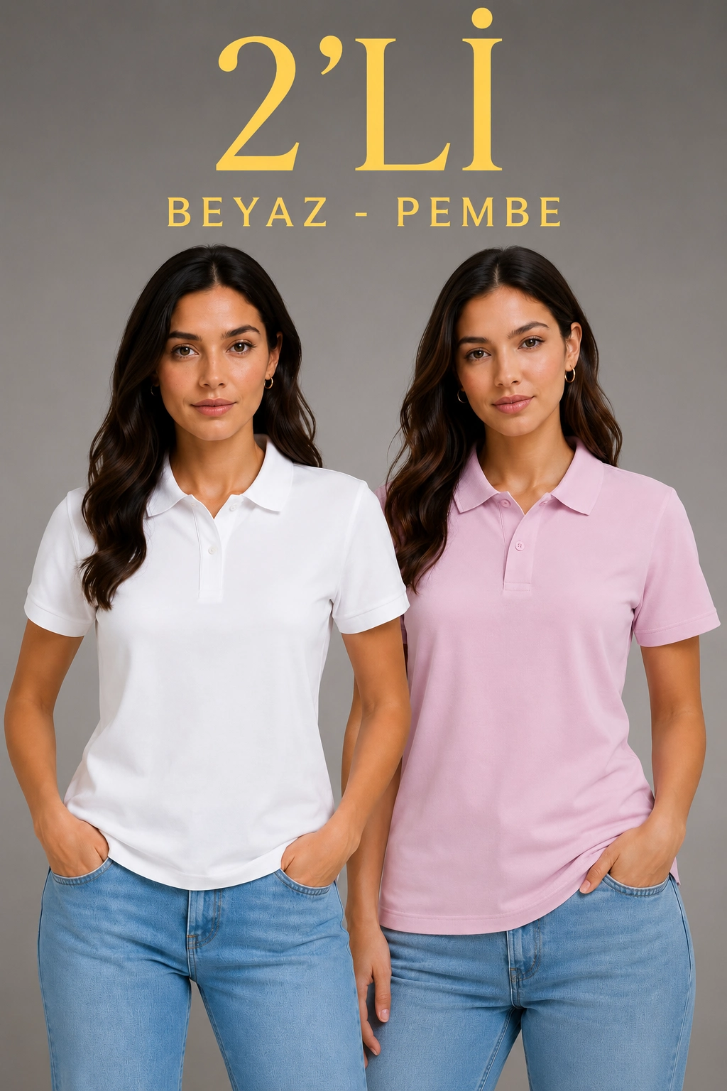 2li-kadin-polo-yaka-pike-kumas-dugmeli-basic-tisort-gunluk-rahat-kesim-beyaz-pembe-43604653-sw1024sh1536 2'li Kadın Polo Yaka Pike Kumaş Düğmeli Basic Tişört Günlük Rahat Kesim - Beyaz, Pembe