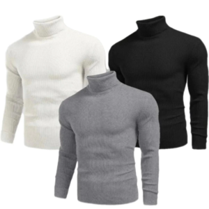 Erkek 3 Adet Kaşkorse Boğazlı Full Likralı Fitilli Slimfit Body