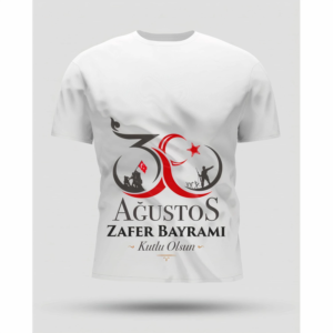 30 Ağustos Zafer Bayramı Baskılı Oversize Bisiklet Yaka T-shirt