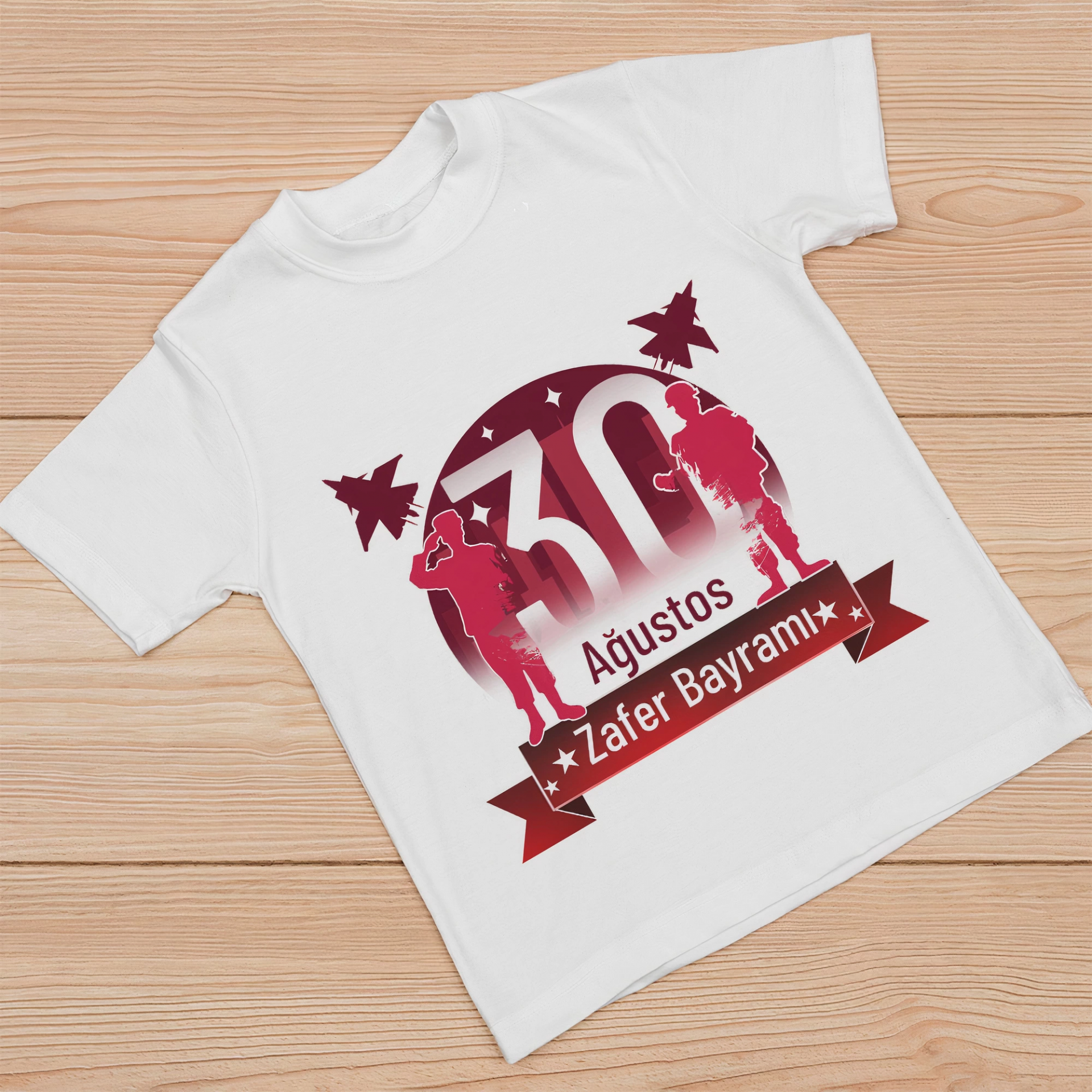 30-agustos-unisex-baskili-t-shirt-beyaz-96573391-sw2000sh2000 Ağustos Zafer Bayramı Atatürk Baskılı Kısa Kollu Bisiklet Yaka T-shirt - Beyaz