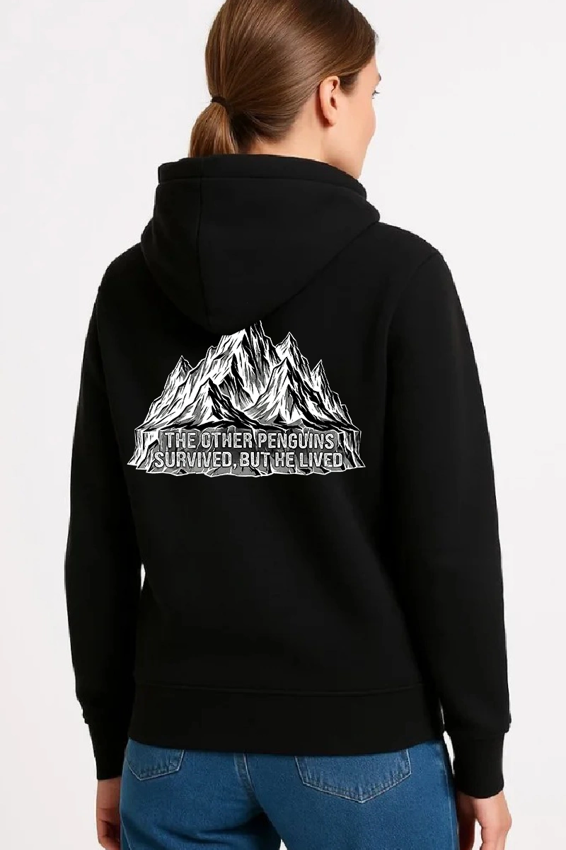 697b625ef37de-85949418-sw800sh1200 Kadın 3 İplik Pamuklu Kapüşonlu Hoodie Sweatshirt Nihilist Penguen Baskılı - Siyah - Görsel 2