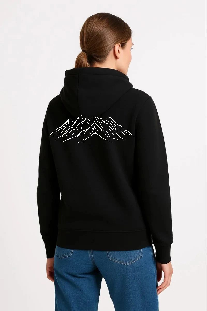 697b7ba77da6d-98401831-sw800sh1200 Kadın 3 İplik Pamuklu Kapüşonlu Hoodie Sweatshirt Nihilist Penguen Baskılı - Siyah - Görsel 2