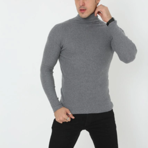 Erkek Fitilli Kaşkorse Kumaş Boğazlı Full Likralı Slimfit Body - Füme