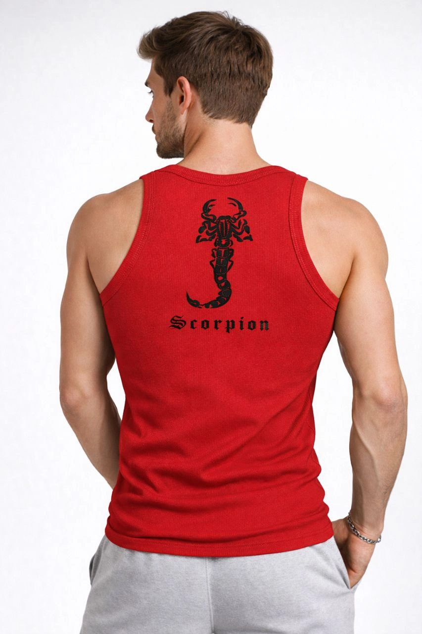 69844d895a242-8815216-sw853sh1280 Erkek Fitilli Atlet Sıfır Yaka Slim Fit Arka Baskılı Spor Atlet - Kırmızı