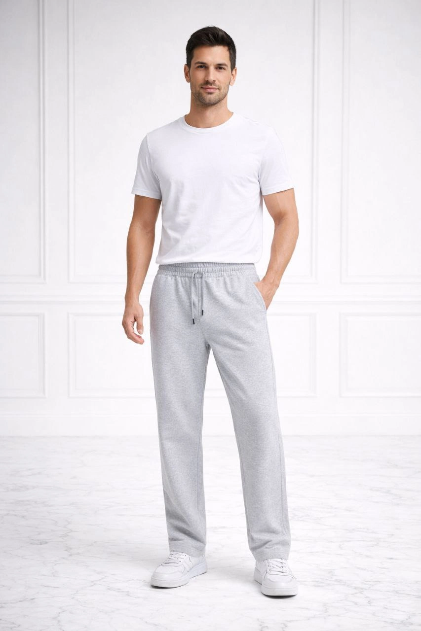 6995f7e48965f-29486623-sw853sh1280 Erkek Düz Paça Beli Lastikli Eşofman Alt Pantolon - Gri