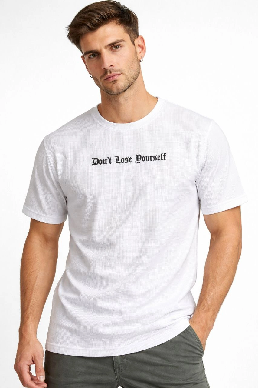 699c199b608df-52583261-sw853sh1280 Erkek Wafıl Kumaş Tişört Regular Kalıp Bisiklet Yaka Baskılı T-Shirt - Beyaz