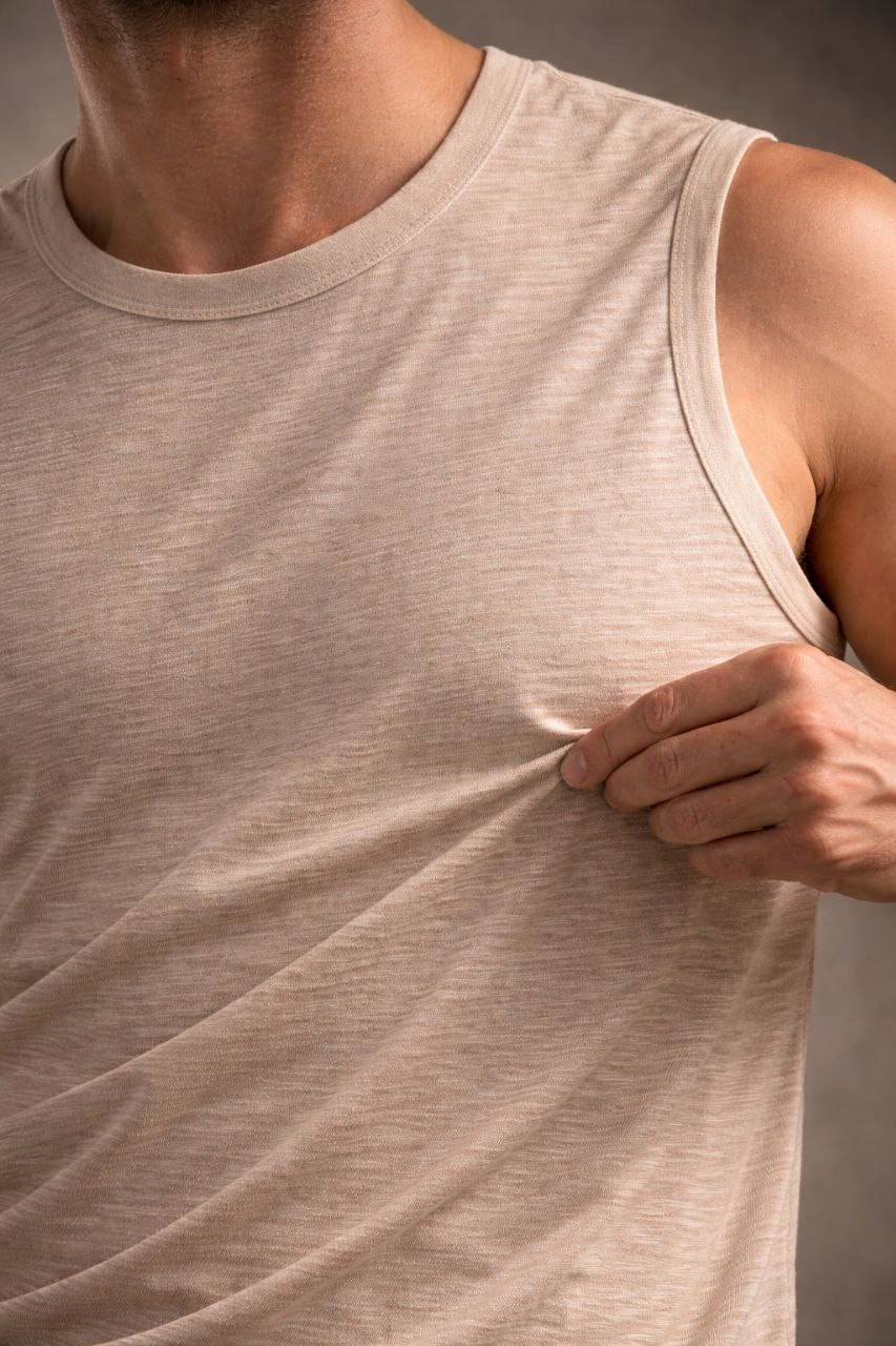 699d7cec50169-40672197-sw853sh1280 Erkek Flamlı Kumaş Kolsuz Atlet Günlük Fitness Spor T-Shirt - Taş - Görsel 2