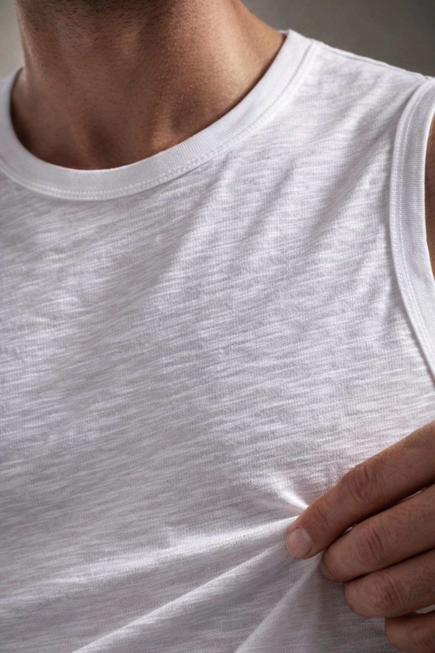 699d7d4688ef2-32944492-sw853sh1280 Erkek Flamlı Kumaş Kolsuz Atlet Günlük Fitness Spor T-Shirt - Beyaz - Görsel 2