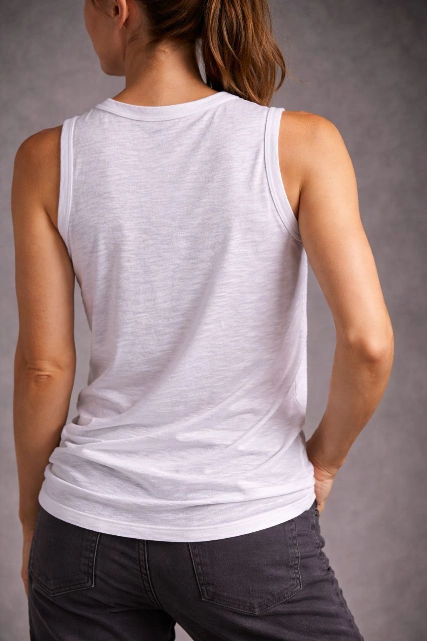 699d8ea8cabc1-64960821-sw853sh1280 Kadın Flamlı Kumaş Kolsuz Atlet Günlük Fitness Spor T-Shirt - Beyaz - Görsel 2