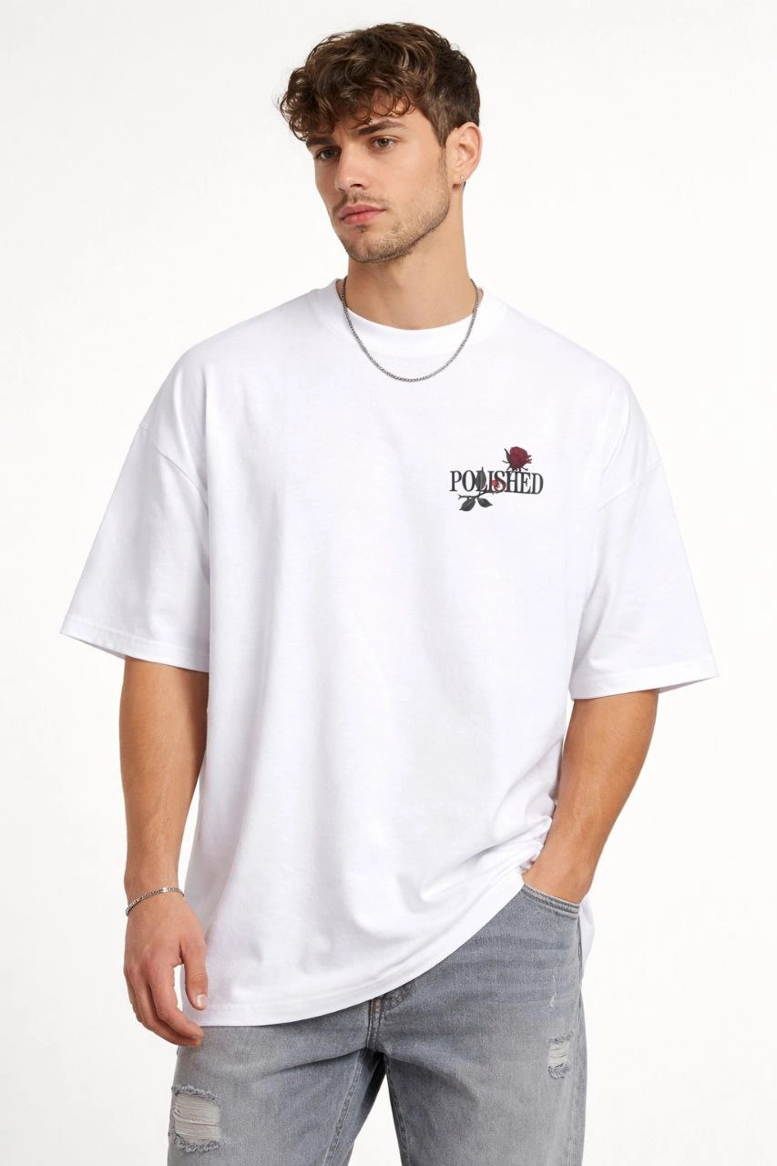 69a1a8f117771-38082295-sw853sh1280 Erkek Kısa Kol Yazlık Tişört Bisiklet Yaka Baskılı Oversize T-Shirt - Beyaz - Görsel 2