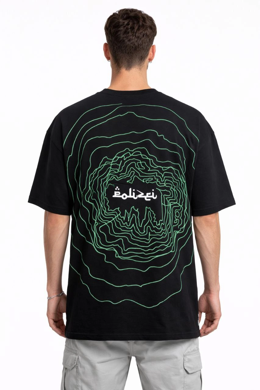 69a1aa077dd2b-65749294-sw853sh1280 Erkek Kısa Kol Yazlık Tişört Bisiklet Yaka Baskılı Oversize T-Shirt - Siyah - Görsel 2