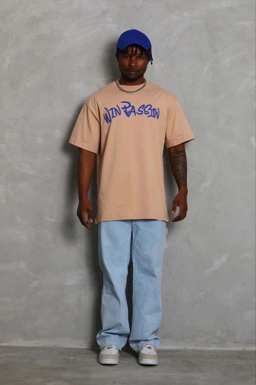 69b671b525edd-50687090-sw853sh1280 Erkek Baskılı T-Shirt Kısa Kol Bisiklet Yaka Regular Fit Tişört - Bej