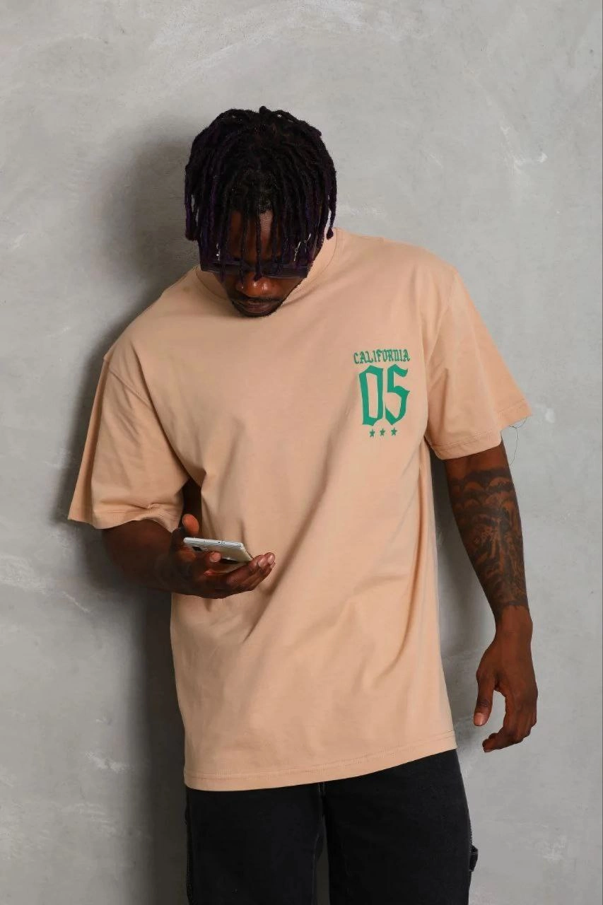 69b67ba40e6ca-72409449-sw853sh1280 Erkek Baskılı T-Shirt Kısa Kol Bisiklet Yaka Regular Fit Tişört - Bej - Görsel 2