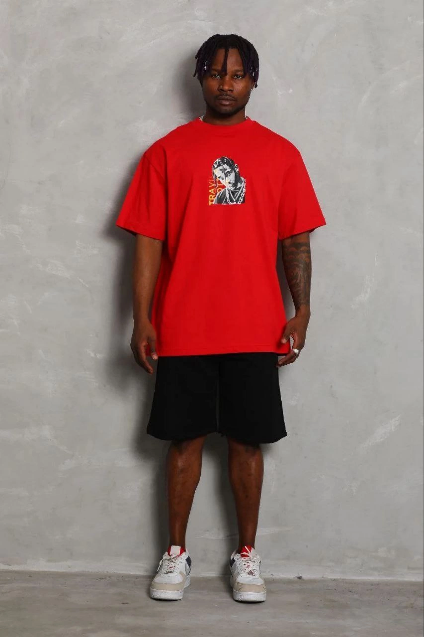 69b68b81d4790-8149079-sw853sh1280 Erkek Baskılı T-Shirt Kısa Kol Bisiklet Yaka Regular Fit Tişört - Kırmızı