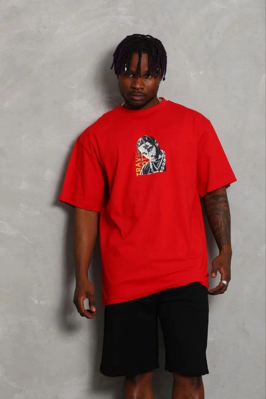69b68b81d61ad-25945876-sw853sh1280 Erkek Baskılı T-Shirt Kısa Kol Bisiklet Yaka Regular Fit Tişört - Kırmızı - Görsel 2