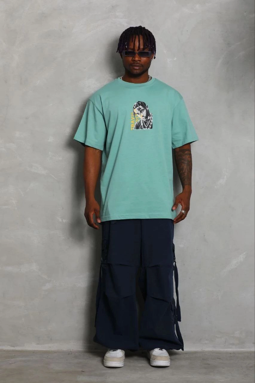 69b68bc303527-49545867-sw853sh1280 Erkek Baskılı T-Shirt Kısa Kol Bisiklet Yaka Regular Fit Tişört - Mint Yeşili