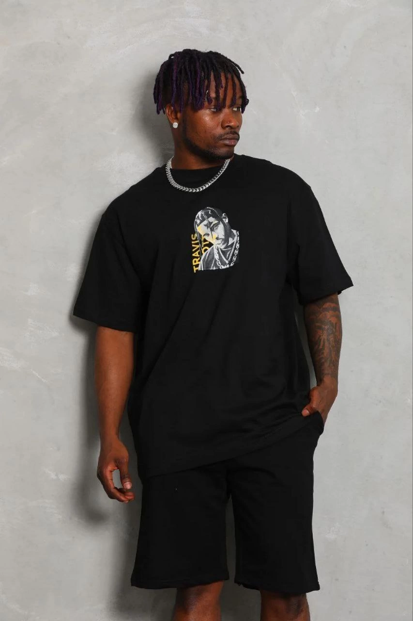 69b68e6b3cc0b-6362756-sw853sh1280 Erkek Baskılı T-Shirt Kısa Kol Bisiklet Yaka Regular Fit Tişört - Siyah