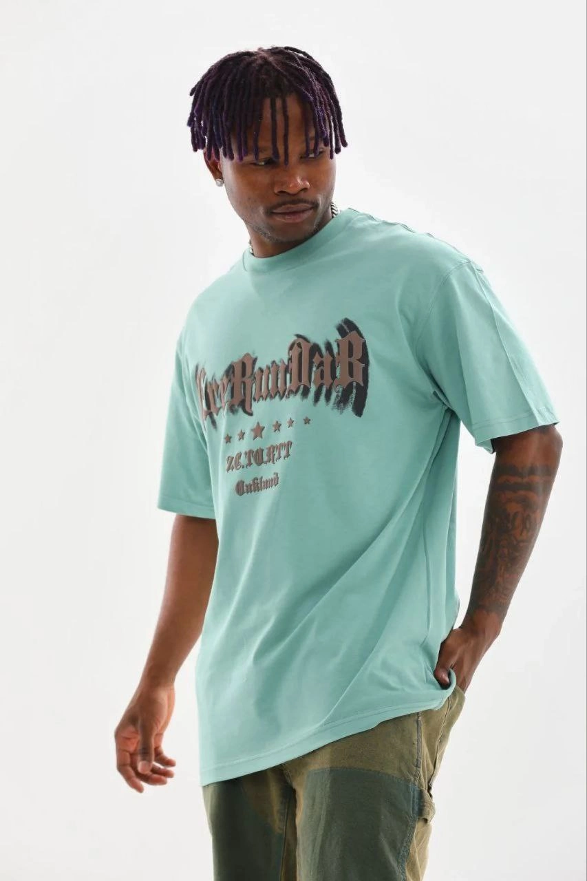 69b694216bd60-62461196-sw853sh1280 Erkek Baskılı T-Shirt Kısa Kol Bisiklet Yaka Regular Fit Tişört - Mint Yeşili - Görsel 2