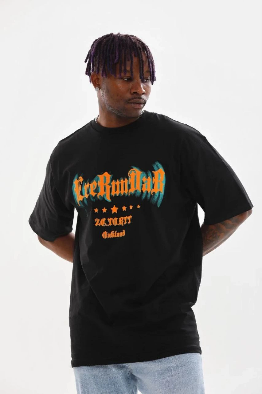 69b69468deb7b-81699868-sw853sh1280 Erkek Baskılı T-Shirt Kısa Kol Bisiklet Yaka Regular Fit Tişört - Siyah