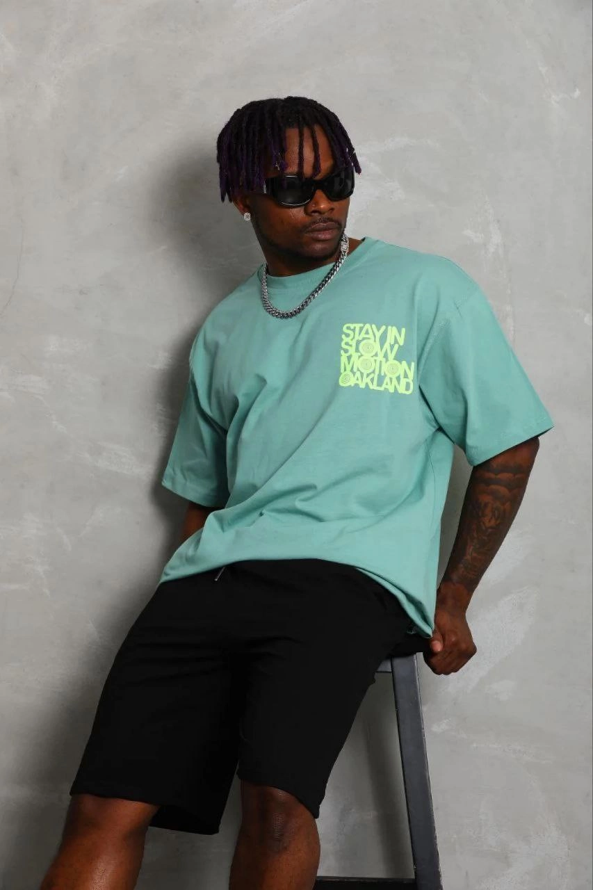 69b69d32650d1-2864845-sw853sh1280 Erkek Baskılı T-Shirt Kısa Kol Bisiklet Yaka Regular Fit Tişört - Mint Yeşili - Görsel 2