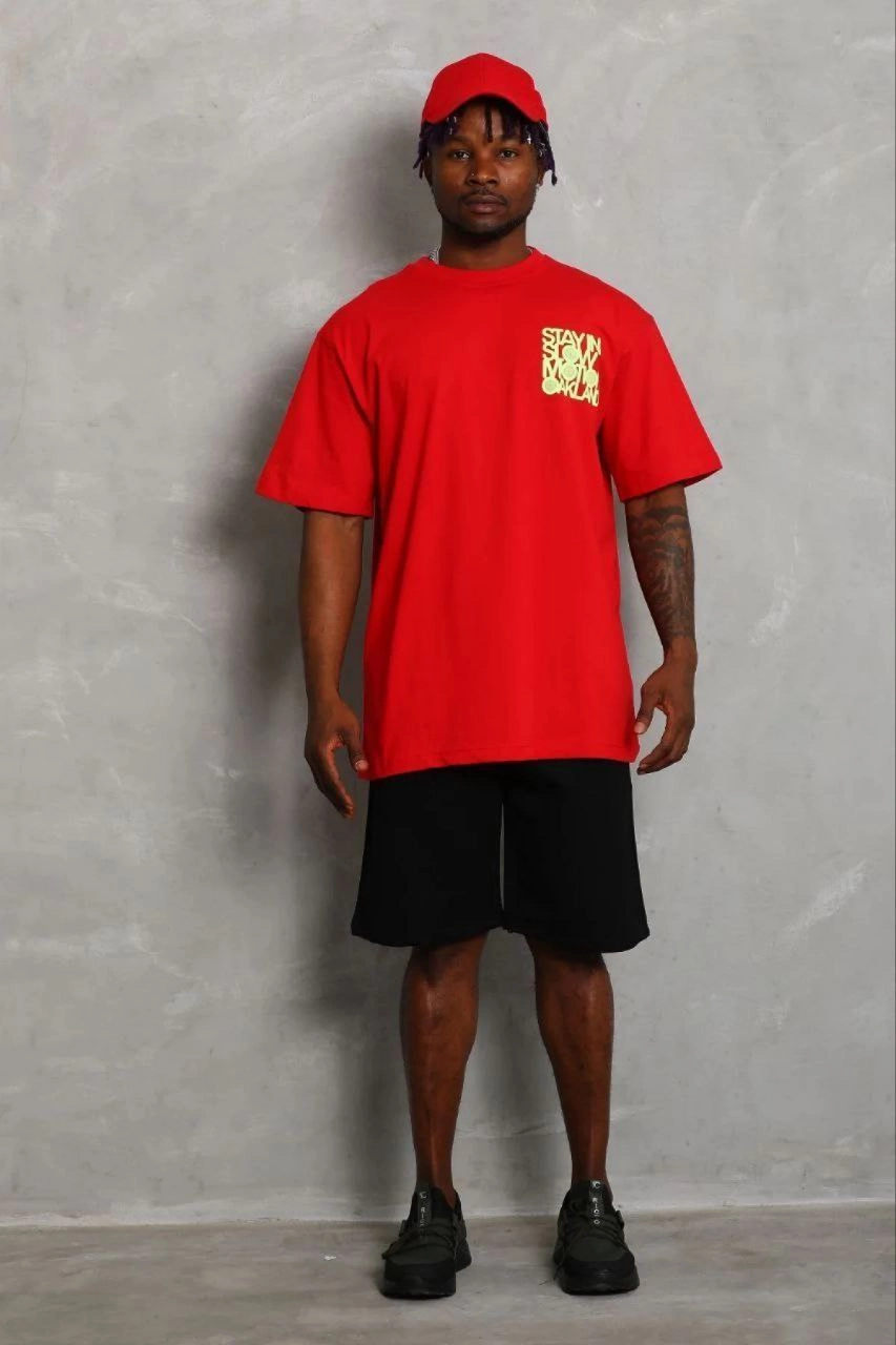 69b69d81921ea-24454833-sw853sh1280 Erkek Baskılı T-Shirt Kısa Kol Bisiklet Yaka Regular Fit Tişört - Kırmızı - Görsel 2