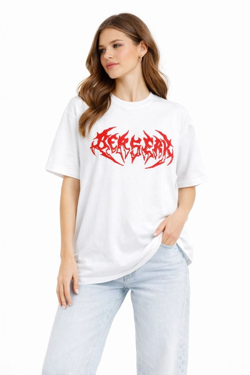 69c262dd66c3b-48779682-sw853sh1280 Kadın Kısa Kol Yazlık Tişört Bisiklet Yaka Baskılı Oversize T-Shirt - Beyaz - Görsel 2