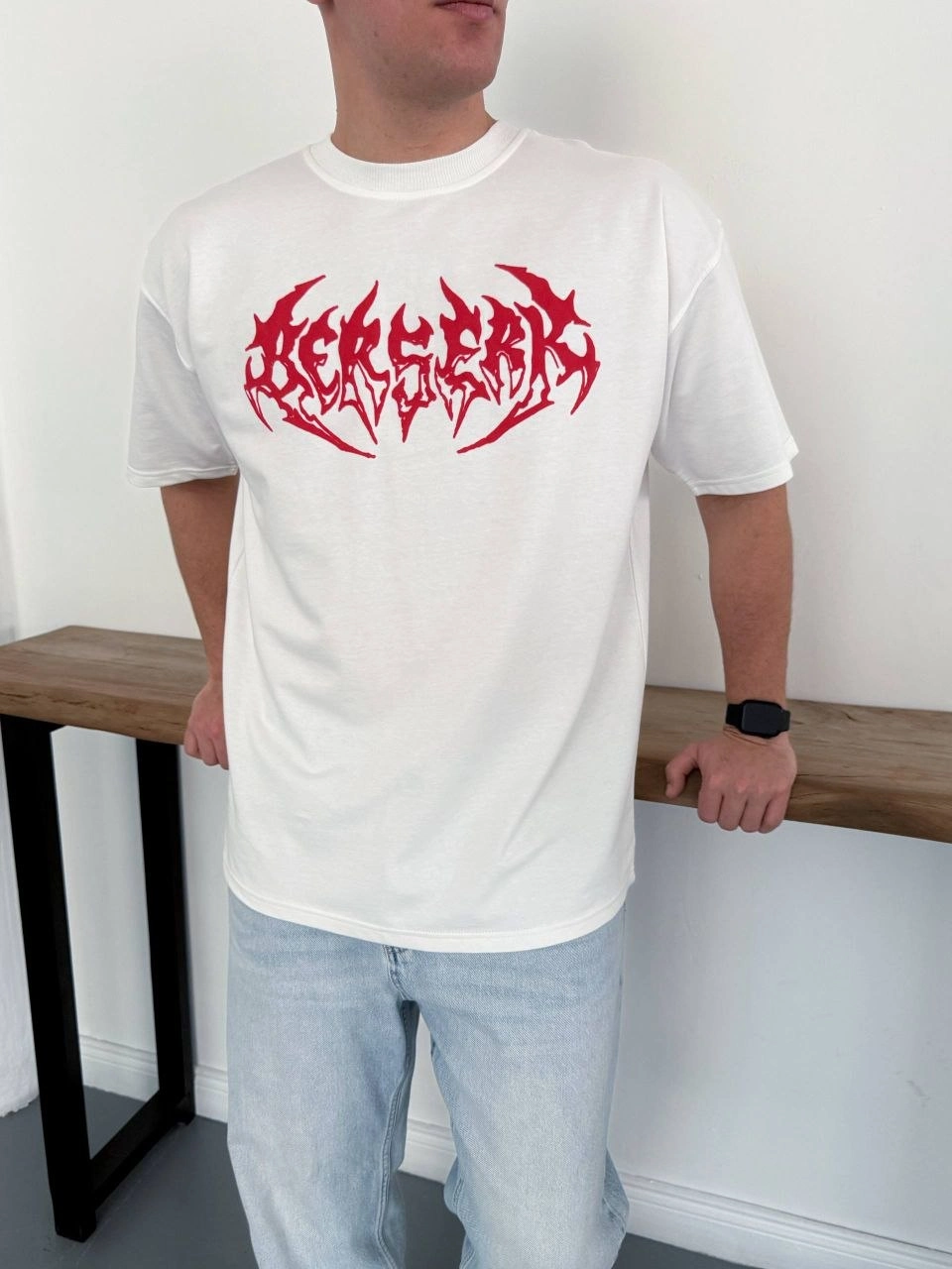 69c2645809daf-49791647-sw960sh1280 Erkek Kısa Kol Yazlık Tişört Bisiklet Yaka Baskılı Oversize T-Shirt - Beyaz
