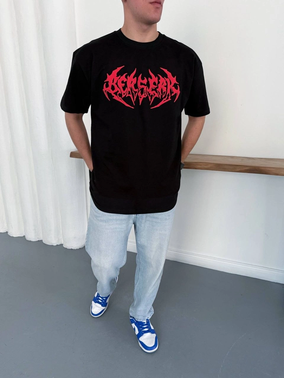 69c2656adac72-64197393-sw960sh1280 Erkek Kısa Kol Yazlık Tişört Bisiklet Yaka Baskılı Oversize T-Shirt - Siyah - Görsel 2