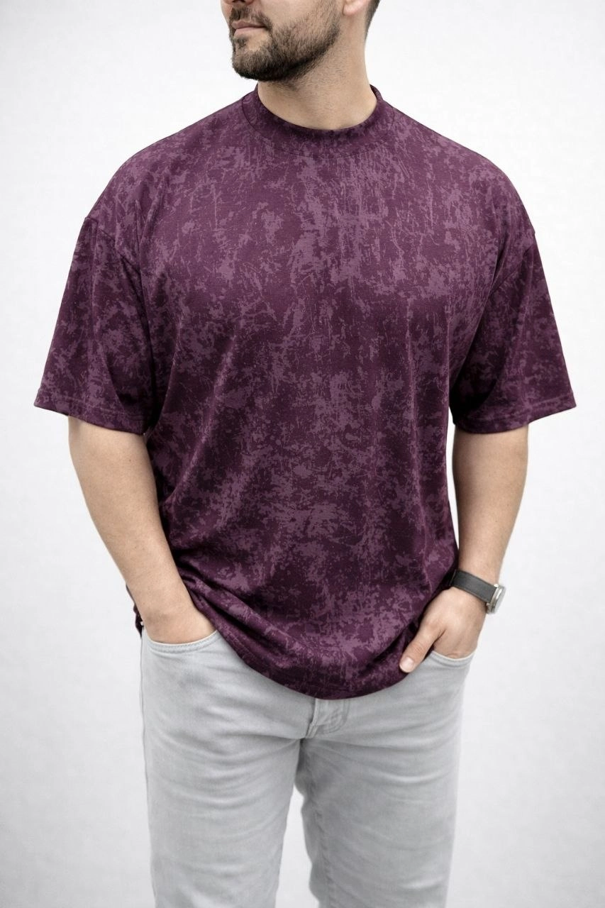69c94150efef4-36734797-sw853sh1280 Erkek Premium Tişört OSY Yumuşak Dokulu Yıkamalı Oversize T-Shirt - Bordo