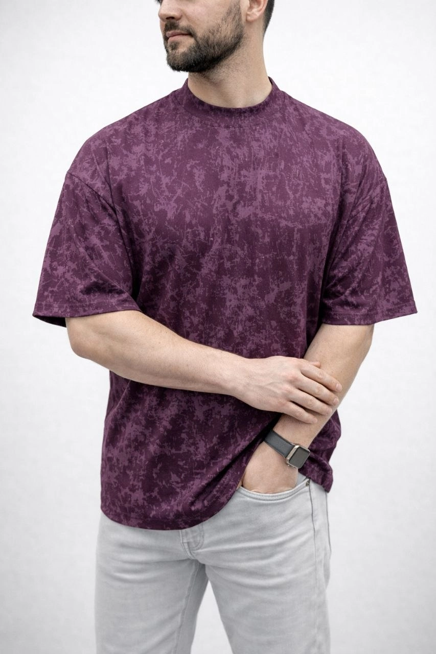 69c9415100a8a-33605723-sw853sh1280 Erkek Premium Tişört OSY Yumuşak Dokulu Yıkamalı Oversize T-Shirt - Bordo - Görsel 2
