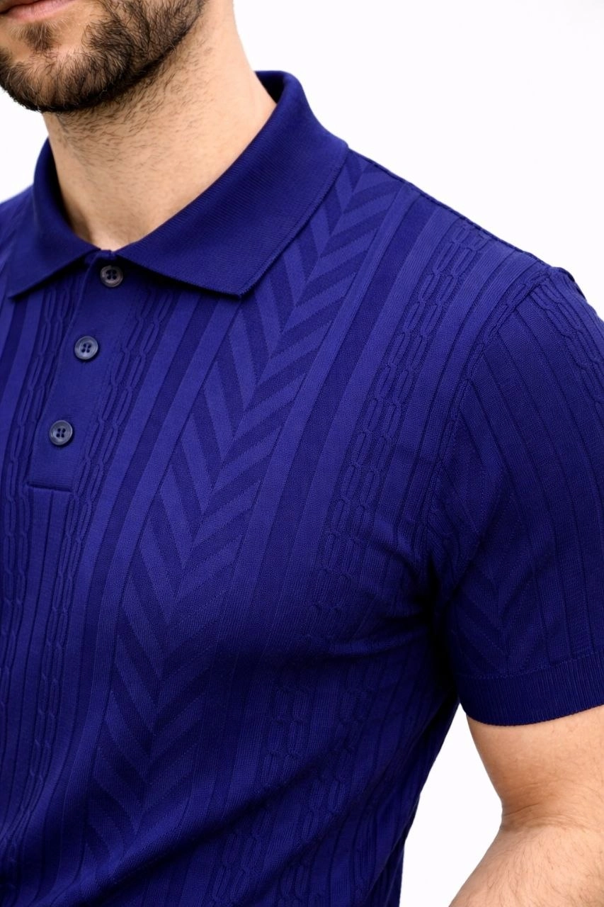 69ca48bea43a1-99460465-sw853sh1280 Erkek Yazlık Triko Tişört Kısa Kol Polo Yaka Düğmeli T-Shirt - Lacivert