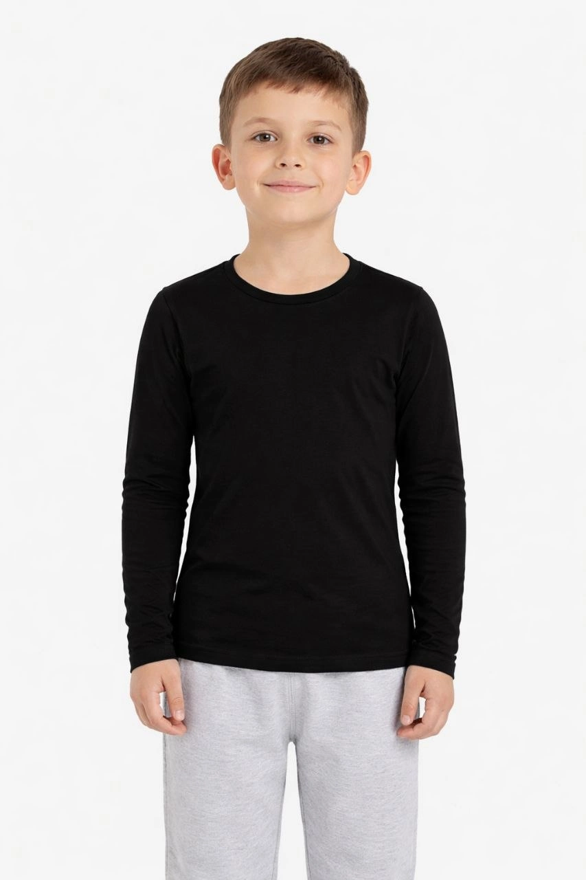 69ce612328ad5-6785815-sw853sh1280 Erkek Çocuk Basic Uzun Kollu Tişört Okul Günlük Rahat T-Shirt - Siyah - Görsel 2