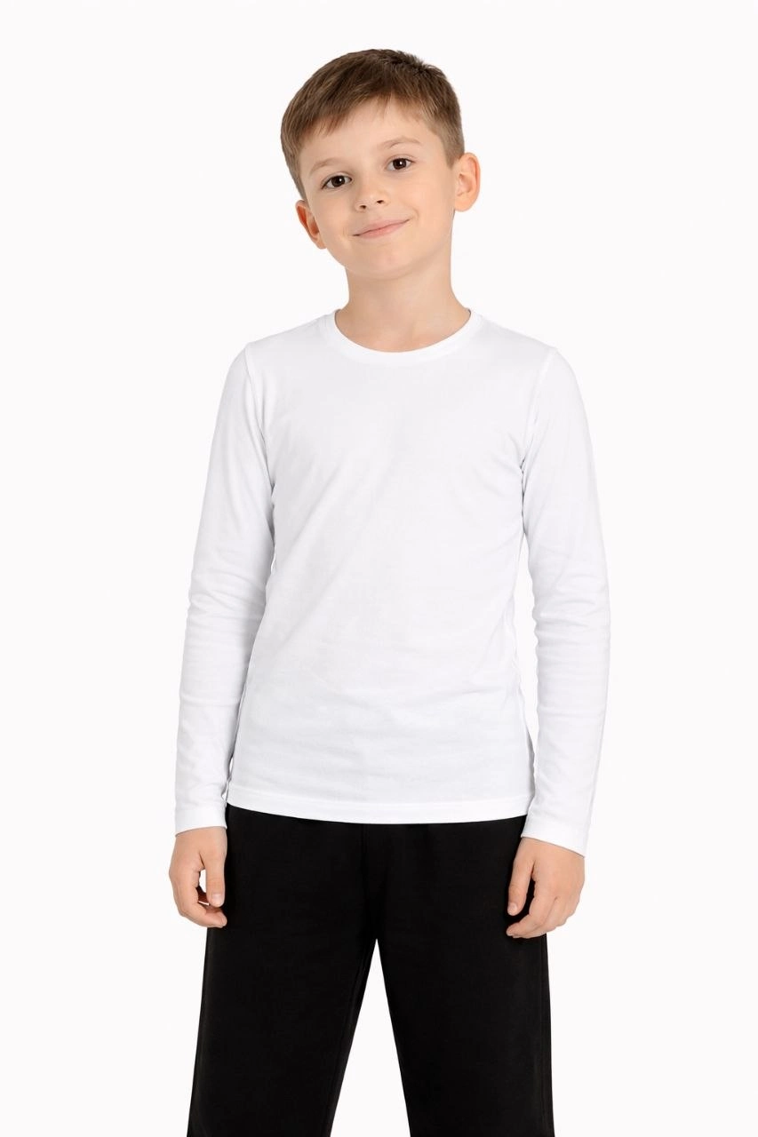 69ce61e2d8e4c-13789383-sw853sh1280 Erkek Çocuk Basic Uzun Kollu Tişört Okul Günlük Rahat T-Shirt - Beyaz - Görsel 2