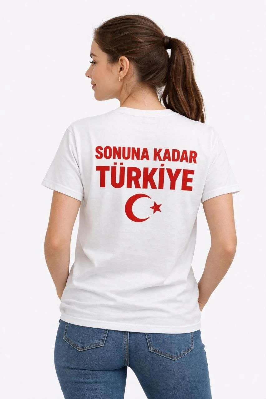 69d2a208ee61c-22342557-sw853sh1280 Kadın TÜRKİYE Ay Yıldız Baskılı Taraftar Forma T-Shirt - Beyaz