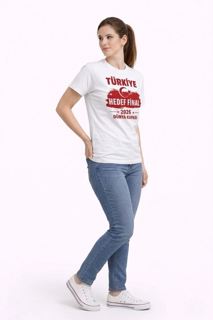 69d2a2fdbdd71-38479886-sw842sh1264 Kadın TÜRKİYE Baskılı Tişört Ay Yıldız 2026 Dünya Kupası Taraftar Forma T-Shirt - Beyaz - Görsel 2