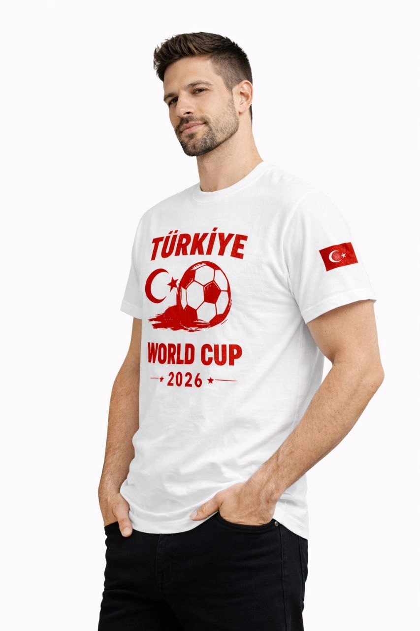 69d3e16a23076-55215889-sw853sh1280 Erkek Türkiye World Cup 2026 Baskılı Tişört Futbol Temalı Forma T-Shirt - Beyaz