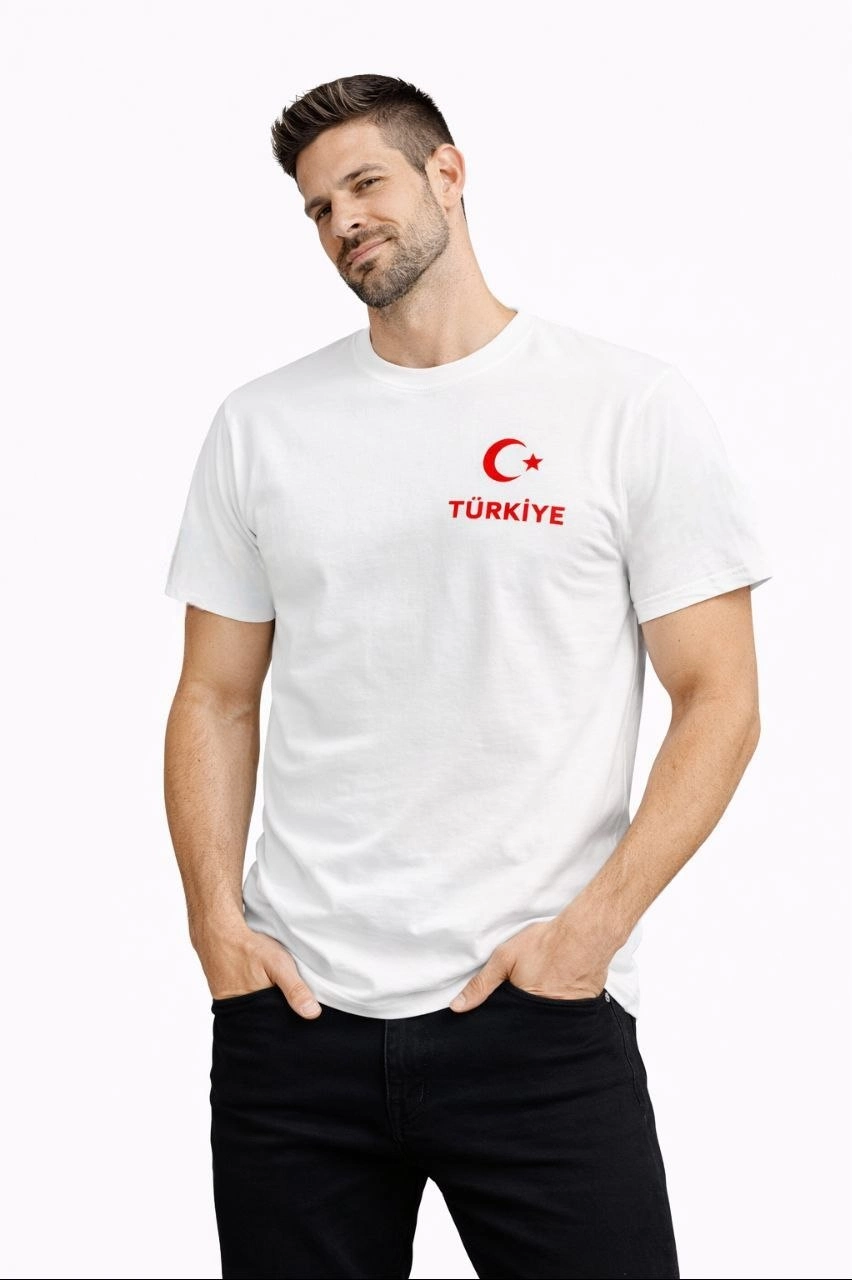 69d3e2e3333d0-18314033-sw852sh1280 Erkek TÜRKİYE Ay Yıldız Baskılı Taraftar Forma T-Shirt - Beyaz - Görsel 2