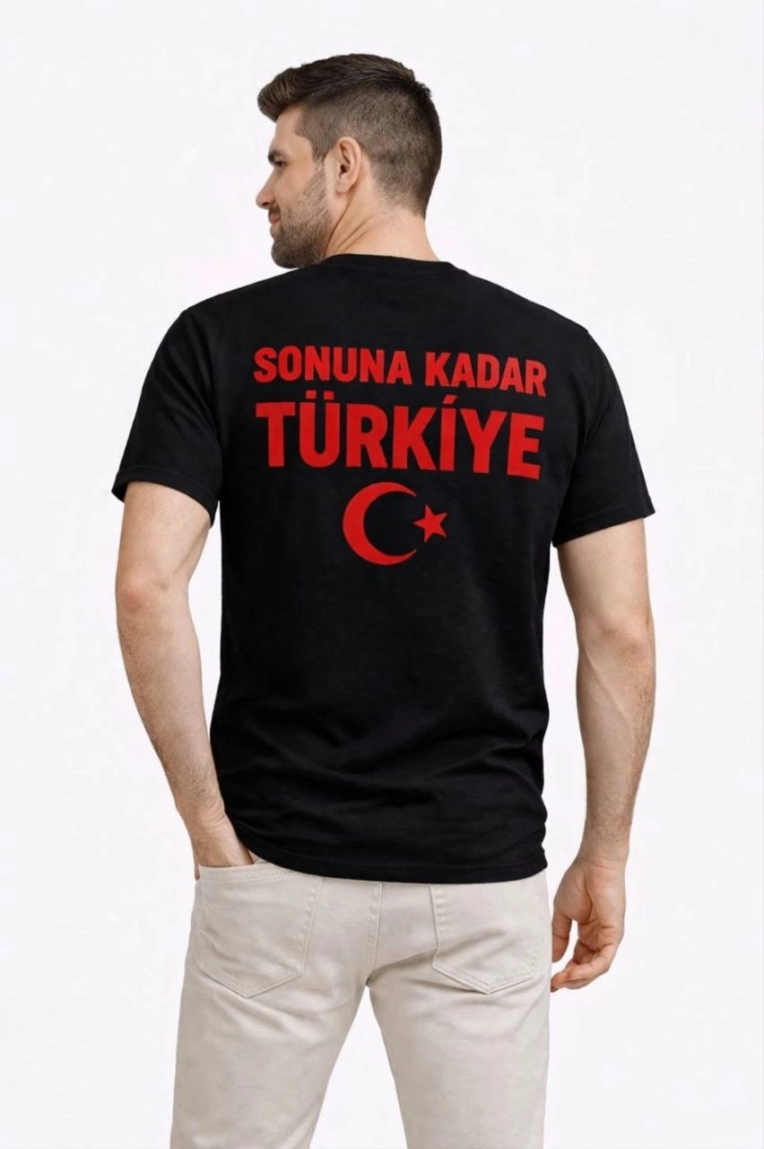 69d3e38dd93f2-45823586-sw852sh1280 Erkek TÜRKİYE Ay Yıldız Baskılı Taraftar Forma T-Shirt - Siyah - Görsel 2