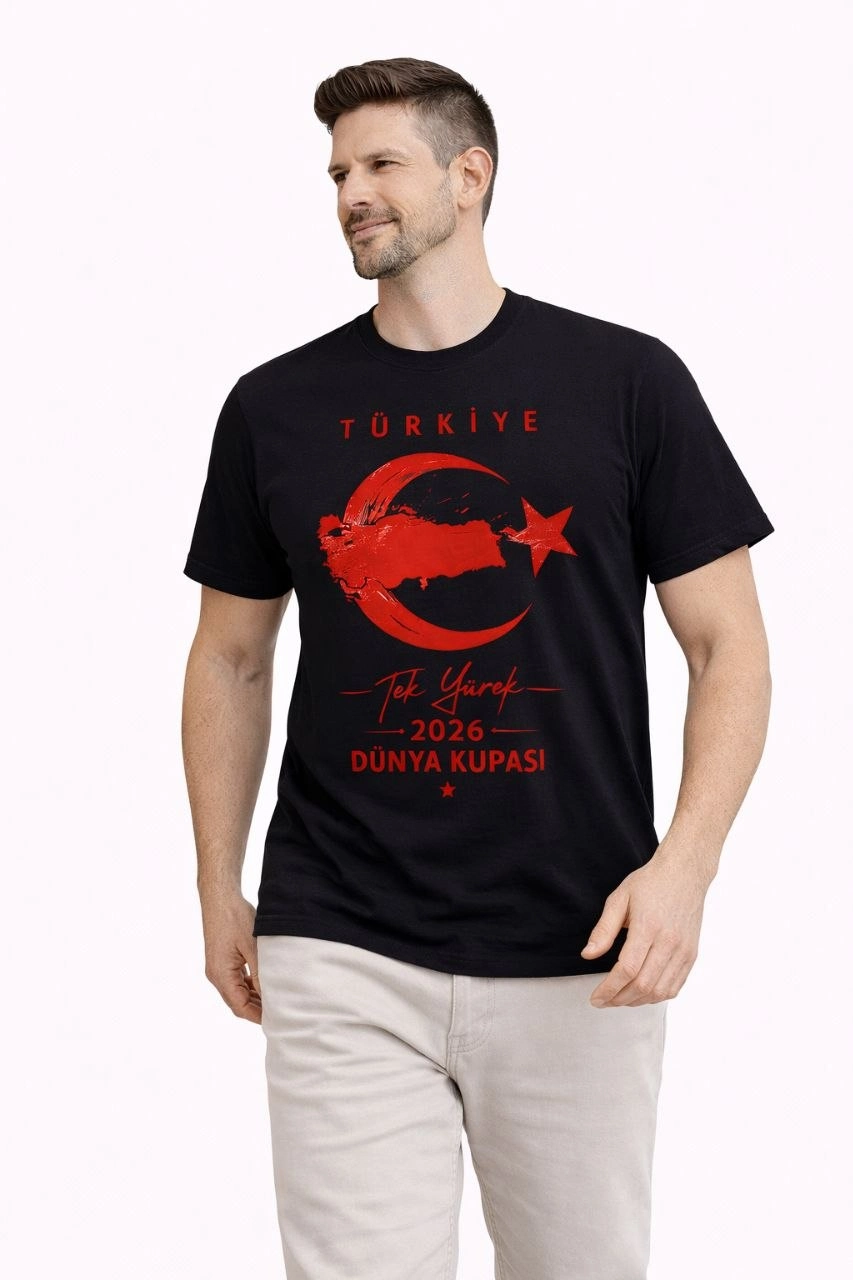 69d3e555844bb-87311637-sw853sh1280 Erkek TÜRKİYE Ay Yıldız Baskılı Taraftar Forma T-Shirt - Siyah