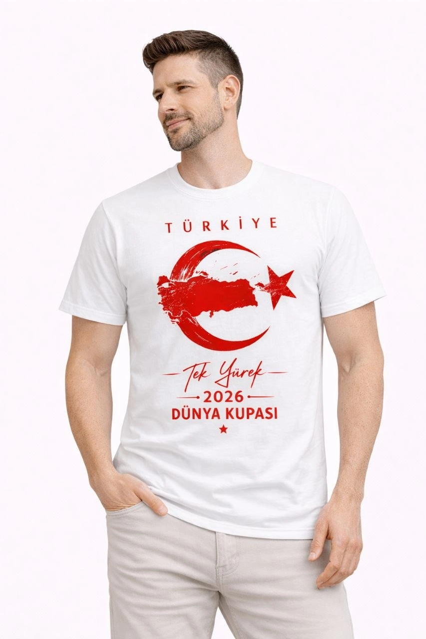 69d3e6a76b742-79928529-sw853sh1280 Erkek TÜRKİYE Ay Yıldız Baskılı Taraftar Forma T-Shirt - Beyaz