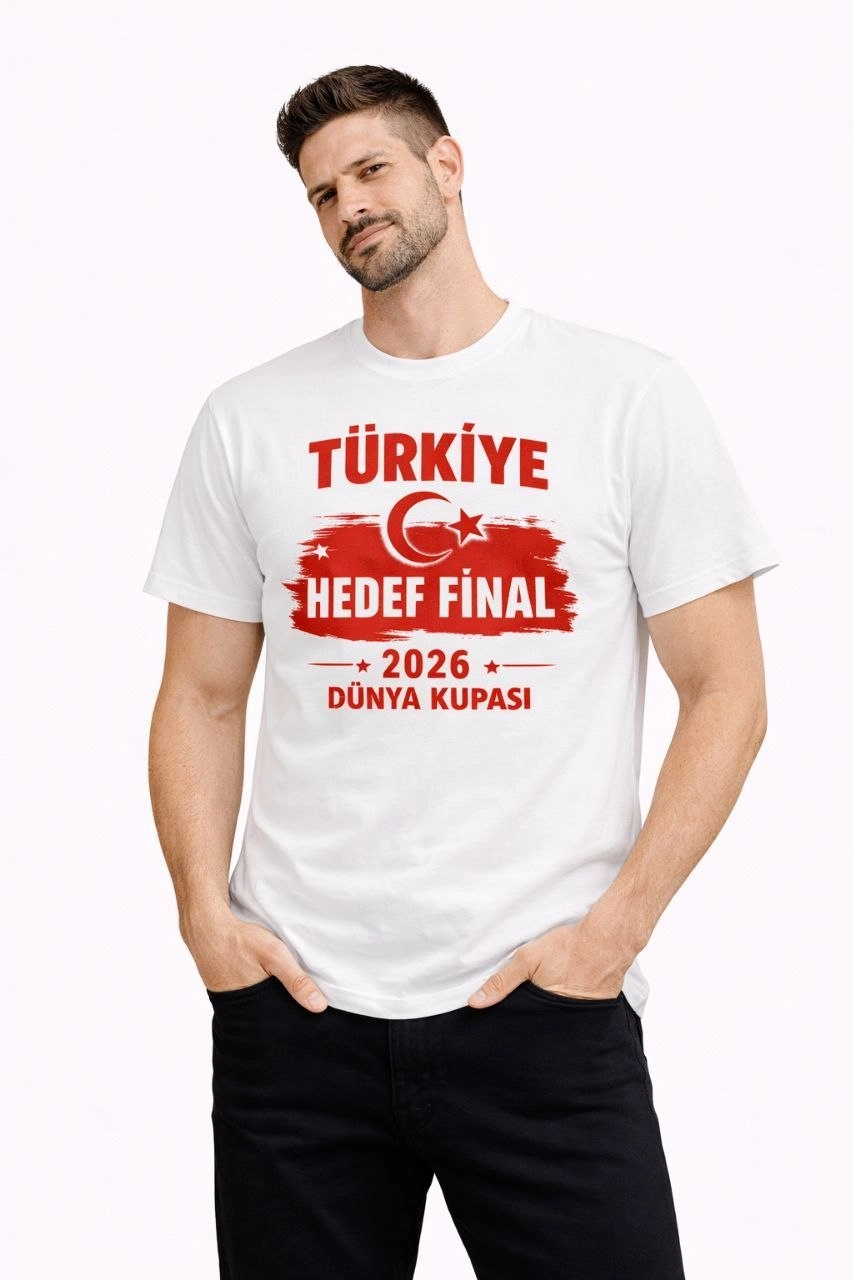69d3eab7c9a2f-23626042-sw853sh1280 Erkek TÜRKİYE Baskılı Tişört Ay Yıldız 2026 Dünya Kupası Taraftar Forma T-Shirt - Beyaz