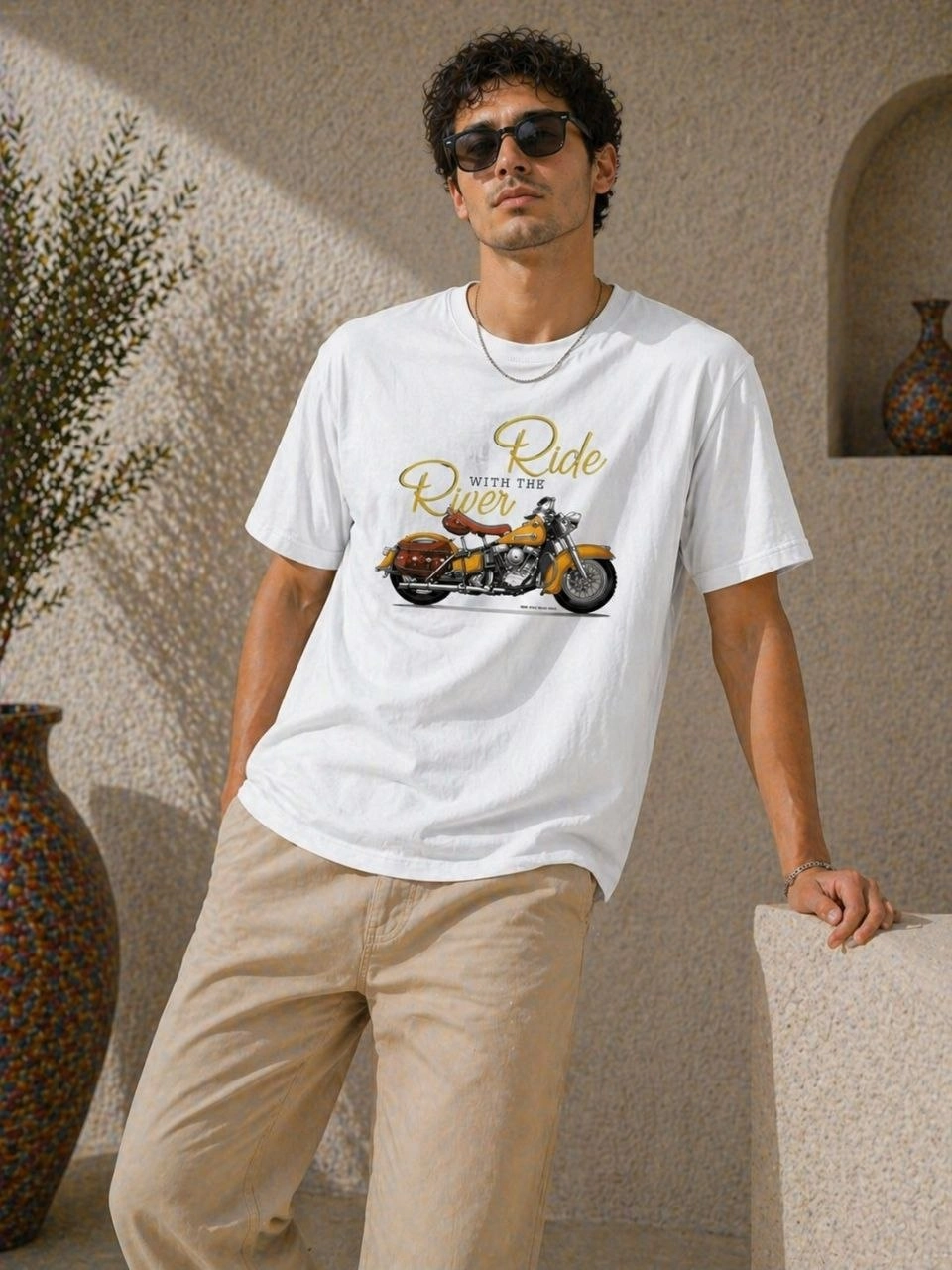69f498f92bd74-41713867-sw960sh1280 Erkek Motosiklet Baskılı Tişört Bisiklet Yaka Kısa Kol Yazlık T-Shirt - Beyaz